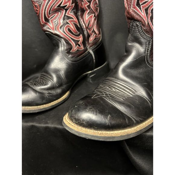 Ariat 38563 Leather Round Toe Cowboy Western Boots Size 9.5 D Men Black Red - Picture 7 of 12